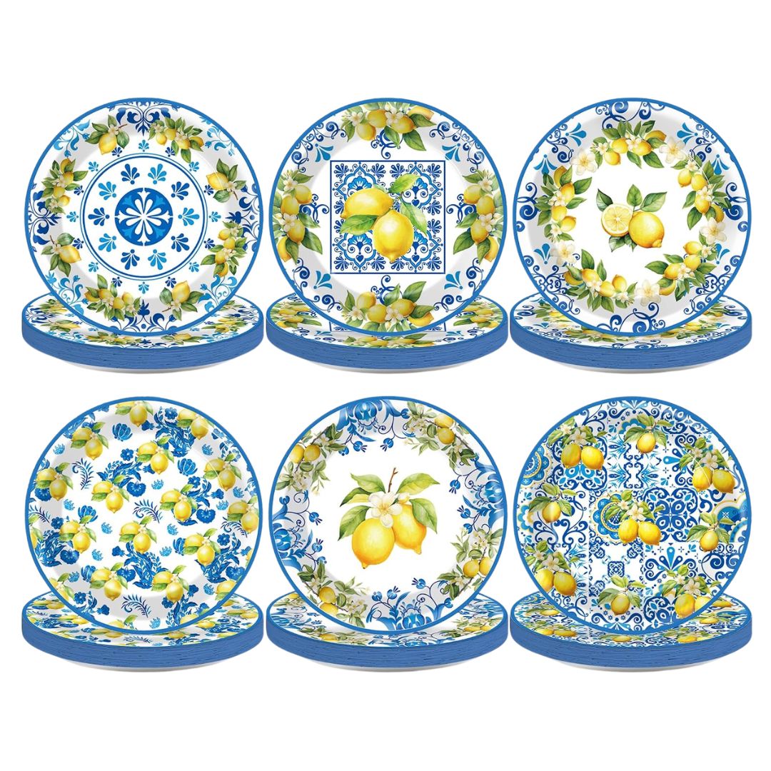 Decorative lemon paper plates for summer entertaining