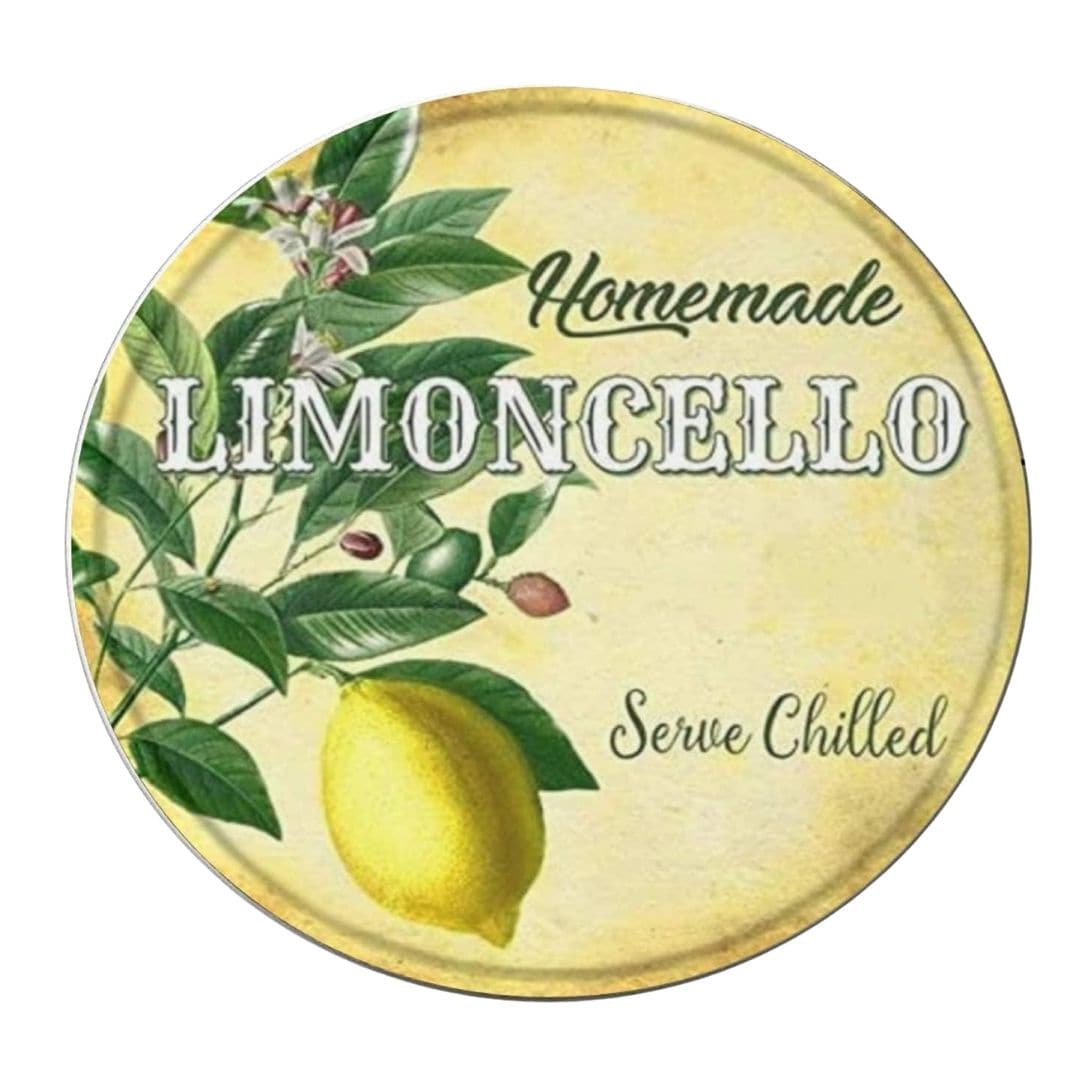 Vintage-style limoncello decorative storage tin with lemon artwork