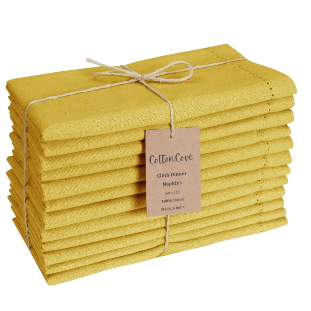 Set of yellow cloth napkins for lemon-inspired summer table settings